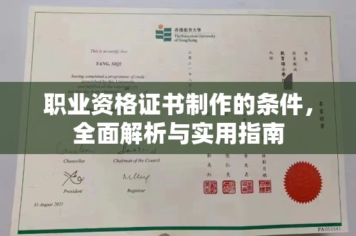 仪陇职业资格证书制作的条件，全面解析与实用指南